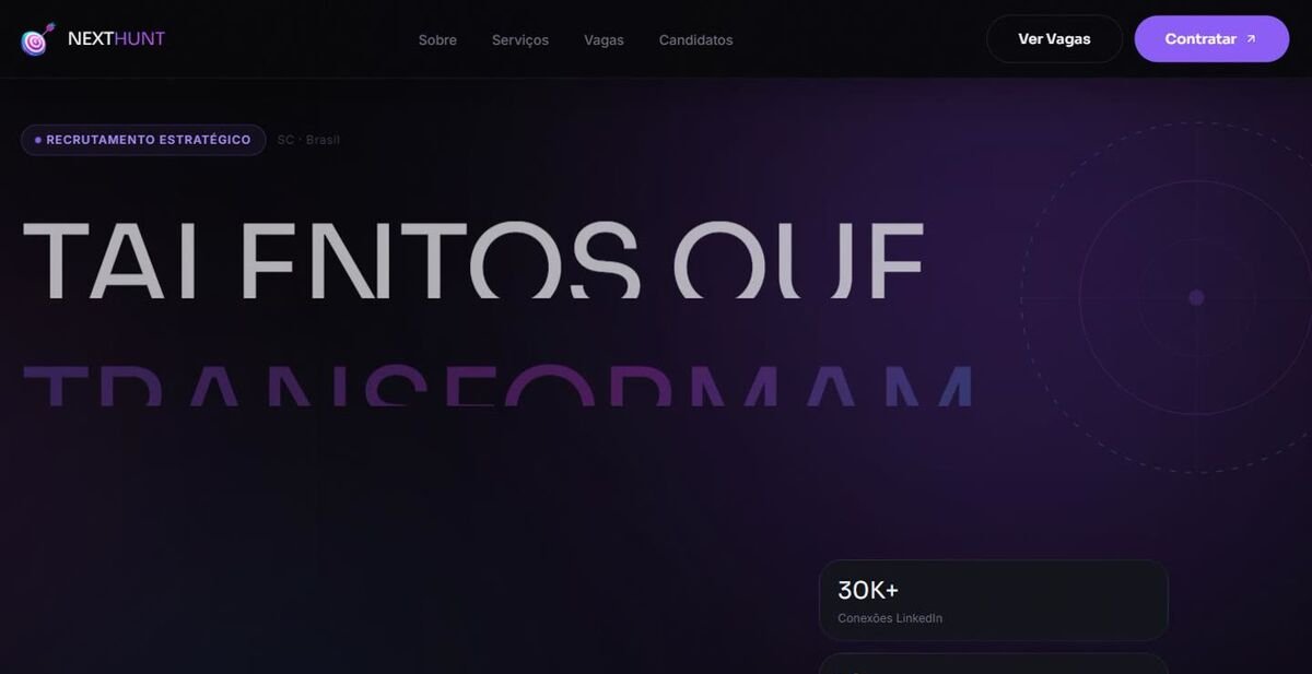 Site institucional da NextHunt, recrutamento e seleção